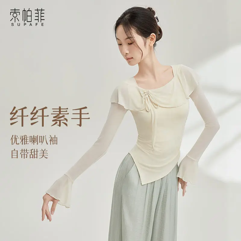 Áo Váy Khiêu Vũ, Phong Cách Hiện Đại, Dành Cho Người Lớn, Lưới Dài Tay, Thích Hợp Để Tập Luyện, Quần Áo Khiêu Vũ Cổ Trang Trung Quốc Hàng Mới Về