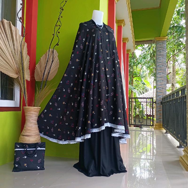 Mukena Rayon Dewasa Jumbo Motif Alina Free Tas Full Renda (Kerut Kening) 1