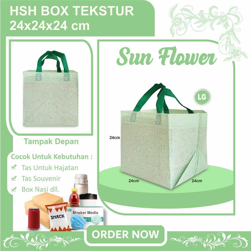 (ISI 6 PCS) Tas Goodie Bag Spundbond Tas Aqiqah Nasi Box Tas Berkat Hajatan Kotak Nasi 22x22 Tekstur 24x24x24 1