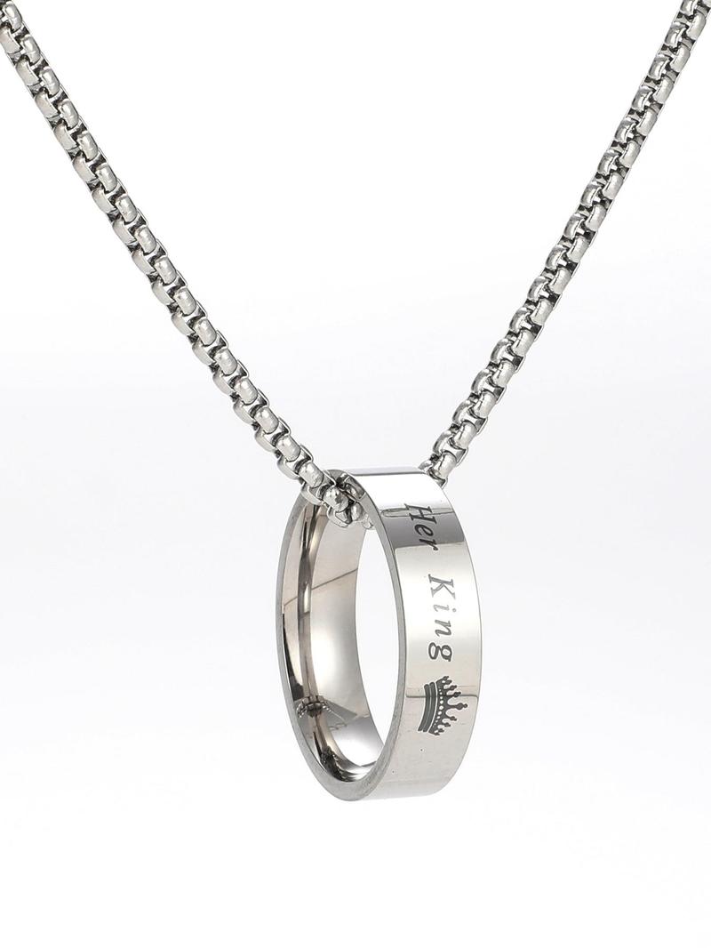 Product Introduction of Couple Elegant Ring Design Couple Pendant Necklace, Trendy Chic Love Romantic Pendant Necklace, Gorgeous Jewelry As Birthday Gift, Streetwear Accessory 5