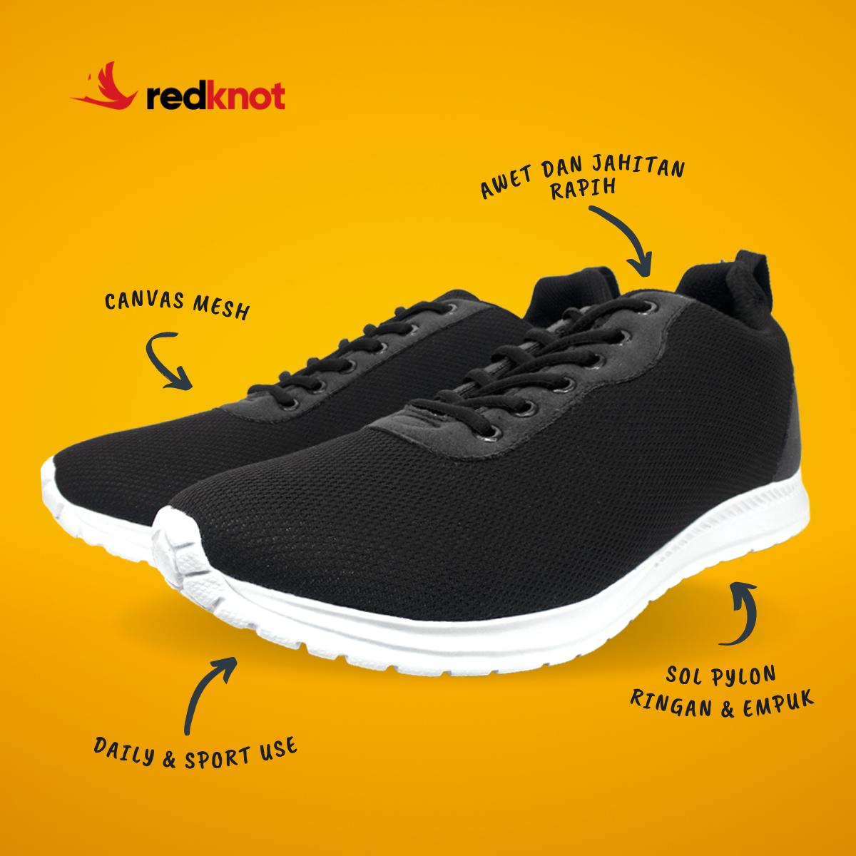 Redknot Expansion Hitam Sol Hitam - Sepatu Sneakers Pria Ringan