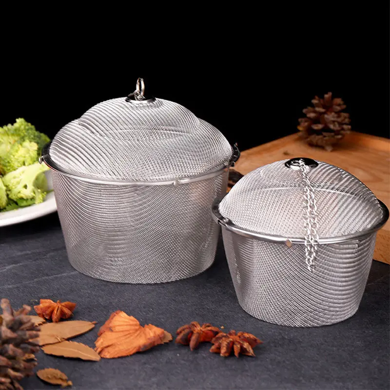 Trà gia vị lọc bền bạc tái sử dụng thép không gỉ lưới ấm trà khóa lọc tiêm gia vị nhà bếp Vận chuyển trong vòng 24 giờ 4