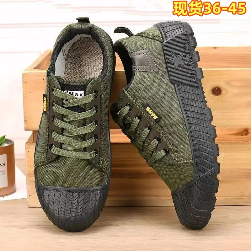 Giày Lao Động, Giày Jiefang, Dành Cho Nam Giới, Chống Trượt Và Chống Mài Mòn, Thích Hợp Cho Công Trường Xây Dựng Và Trang Trại, Giày Bảo Hộ Lao Động, Cổ Thấp, Vải Bố, Thoáng Khí, Chống Mùi, Giày Cao Su, Bán Buôn Có Sẵn