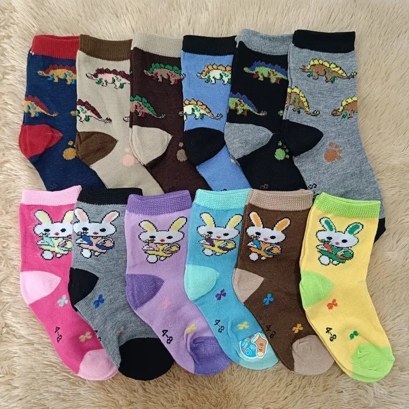 1 Lusin Kaos kaki Panjang Anak Usia 2-8 Tahun Motif Random anak-anak cotton perempuan  unisex  Bayi Laki-Laki 5