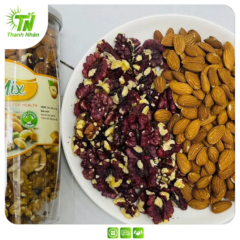 Mix 3 Loại Macca, hanh nhân, óc Chó Nguyên Vị/ mật ong Snack Ăn Vặt Food Nuts 4