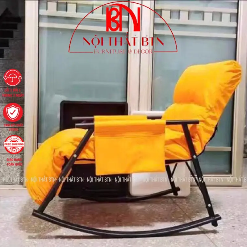 Ghế Bập Bênh Thư Giãn Khung Sắt, Ghế Lười Sofa Thư Giãn, Ghế Nằm Thư Giãn Xem Tivi 3