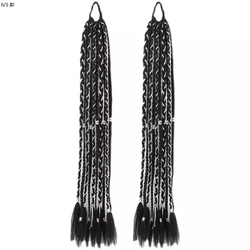 Tóc Giả Dreadlocks, Phong Cách Cổ Đại, Dành Cho Nữ, Tóc Đuôi Ngựa Bện Xoắn, Bện Dài, Mô Phỏng Ngọt Ngào Và Ngầu, Thích Hợp Cho Cô Gái, Người Nổi Tiếng Trên Internet, Cô Gái Nóng Bỏng, Bện Dây Màu Bạc, 2024 4