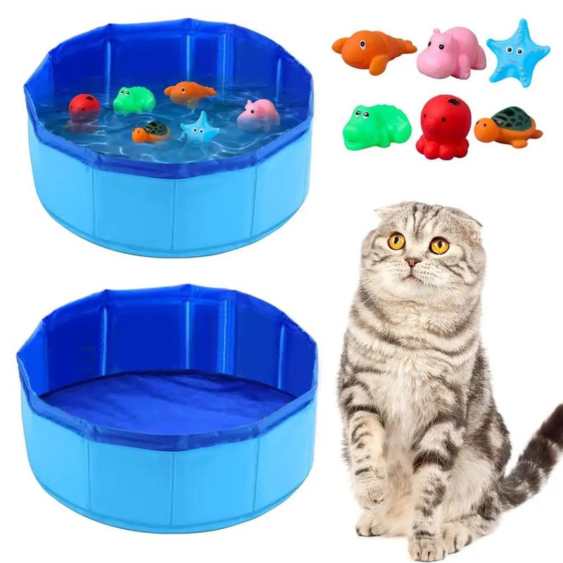 Product Introduction of Cat Pool Toy Play Water Puppy Dog Cat Bath Pool Tub Toys Turtle Starfish Octopus Summer Cool Foldable Pet Cleaning Water Basin 41