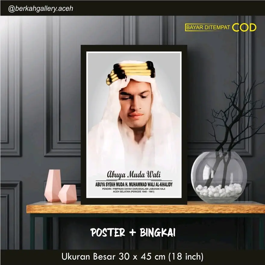 POSTER ULAMA ACEH / ABUYA MUDA WALI Dinding Hiasan