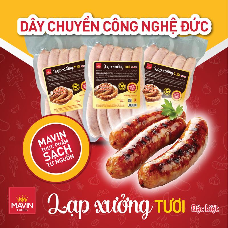 Lạp xưởng tươi Mavin loại Đặc biệt 500g - Hương vị đặc trưng, vỏ giòn dai, bên trong mềm ẩm - Thức Ăn, Food