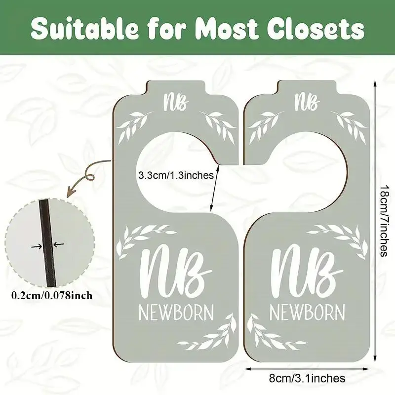 Summer Wooden Baby Milestone Design Closet Divider, 8pcs/set Double Sided Print Baby Clothes Hanger Divider for Baby Girls Boys Nursery Decor, Baby Closet Organizers from Newborn to 24 Months, Organizing 2