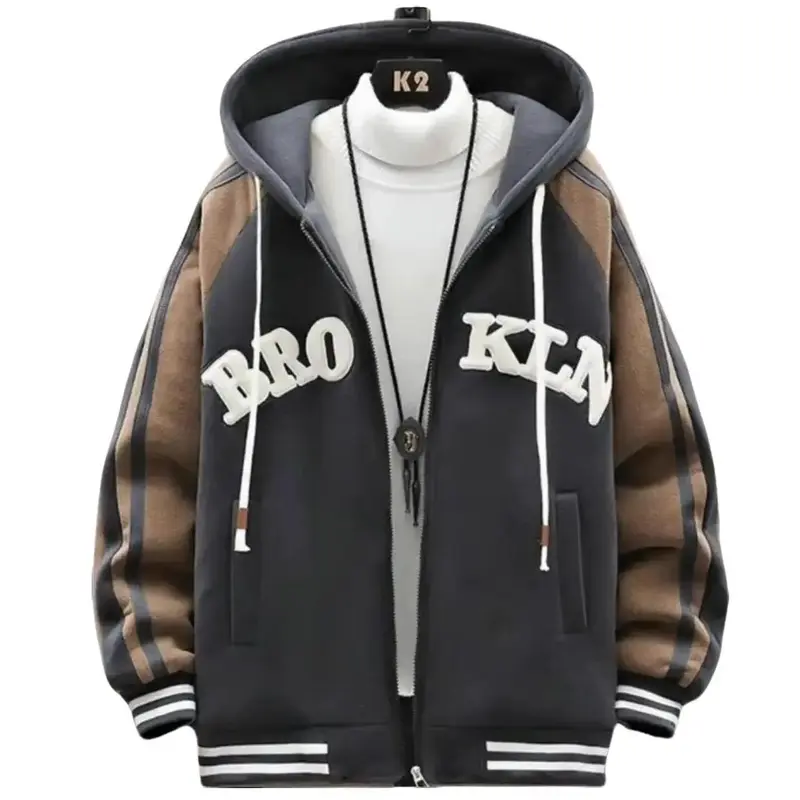 Áo Khoác Cardigan Nam Nữ BROKLN, Jacket Kem Menswear Tre Màu Xám Nhung 3