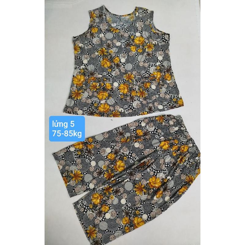 Product Introduction of [sát nách] Size 5 từ 75-85kg mẫu bộ lửng cho nữ vải thun lạnh, mặc nhà mát, phom to, co giãn {Áo Women Quần Ngủ} Nhung Voi 19