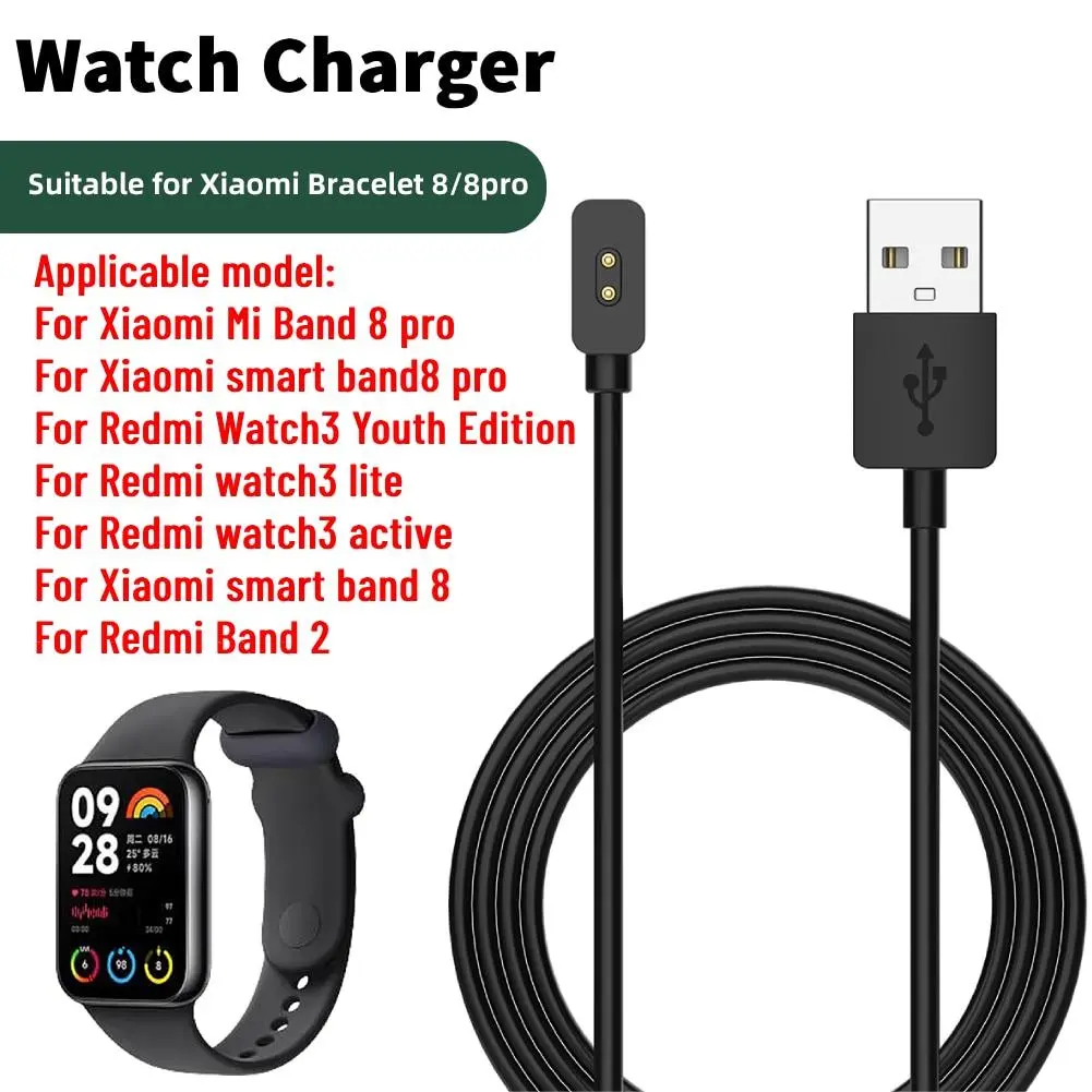 USB Charger for Xiaomi Mi Band 8/8 Pro Charging Cable Smart Watch Dock Charger Adapter Wristband Power Wire Cord for Redmi Watch 4 3 Lite Active