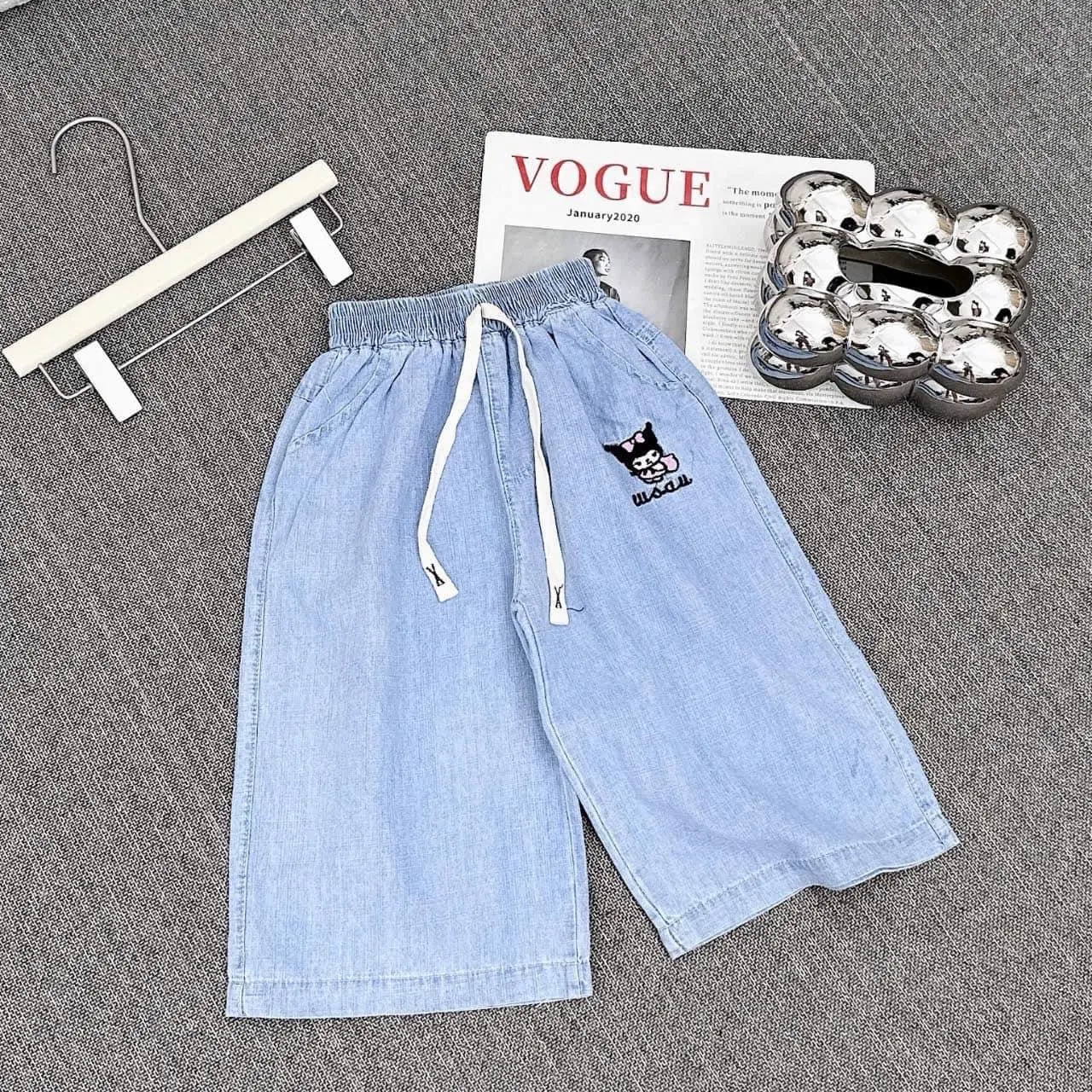 [30-50kg] Quần Short Jean Giấy Mềm-Mịn-Mát Lưng Chun Thoải Mái Co Dãn Dễ Chịu Cho Bé Gái