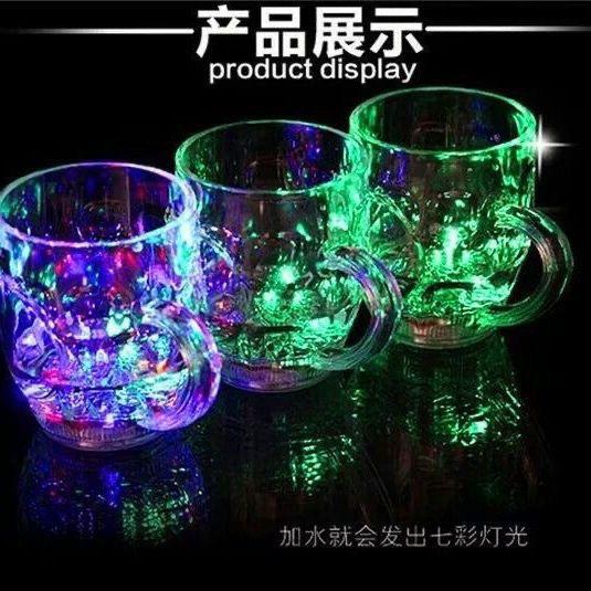 Product Introduction of Bar Beer Mug Colorful Flash Water Cup Light up Beer Cup with Water LED Light up When Exposed to Water Luminous Cup Plastic Cup That Will Change Color Drinkware Tumblers Bottles Glass 3