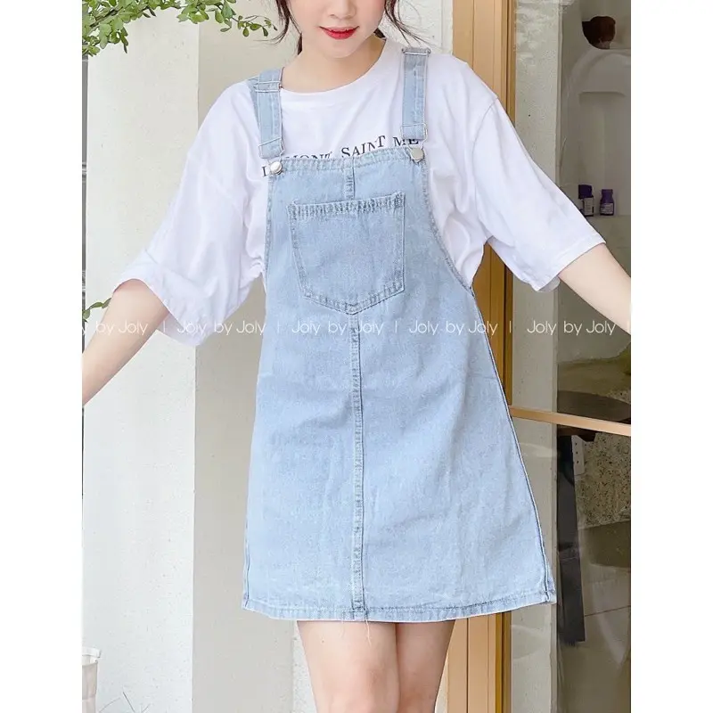 Váy Yếm Nữ Hai Dây Dáng Rộng Hottrend, Váy Jeans Bò Nhiều Màu Sắc Ulzzang Cực Dễ Phối Đồ BB JEANS Shop Kaki Women Denim Dress 7