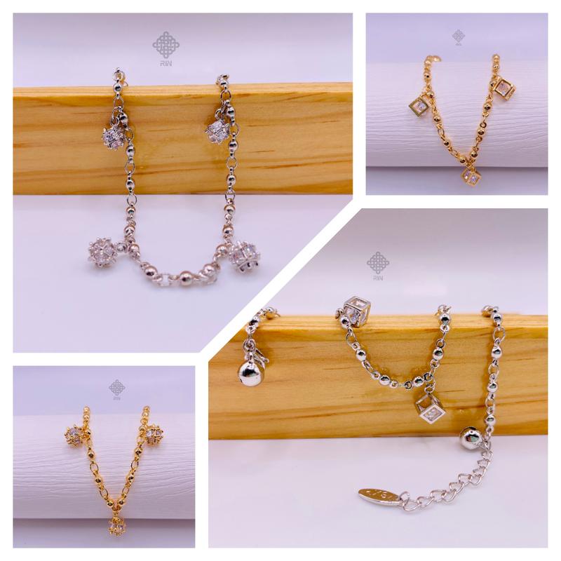  Vòng tay titan lục lạc Lắc tay nữ titan có chuông đính đá không phai màu không rỉ sét trangsucmoiluatuoi.RIN 