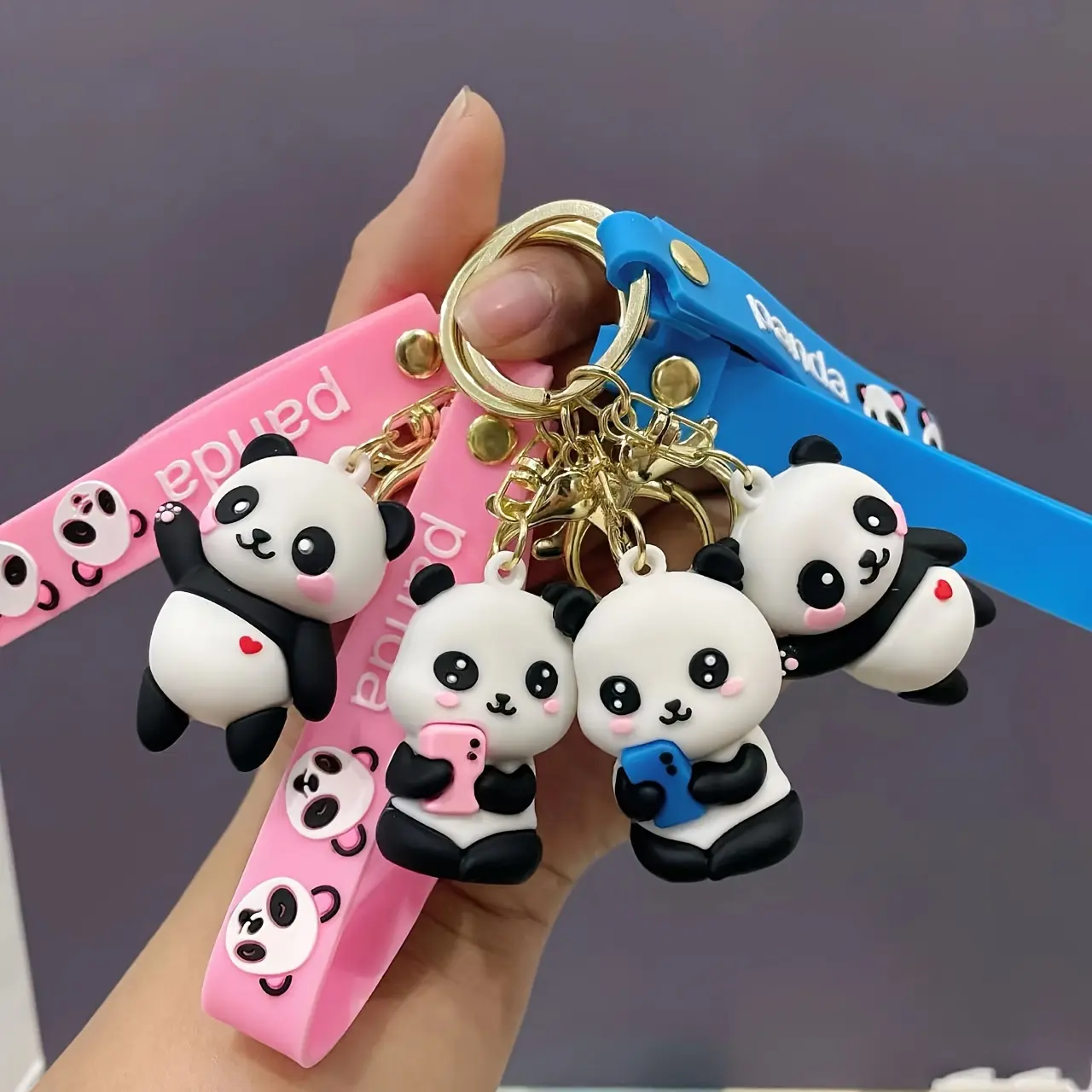 Cute Waving Panda Keychain-PVC Cartoon Hanging Ornaments, Suitable for Bags and Car Keys, Perfect Gift for Men