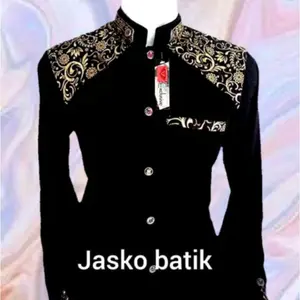 jasko paduan batik jasko modern busana muslim pria dewasa Baju Koko Baju Koko