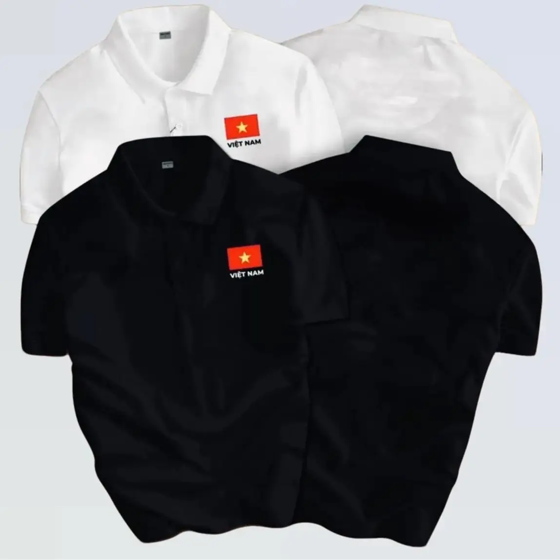 ÁO POLO THÊU CỜ VIỆT NAM  vải cá sấu thái co dãn thoáng mát trẻ trung thanh lịch basic-unisex nam nữ - MANUNO