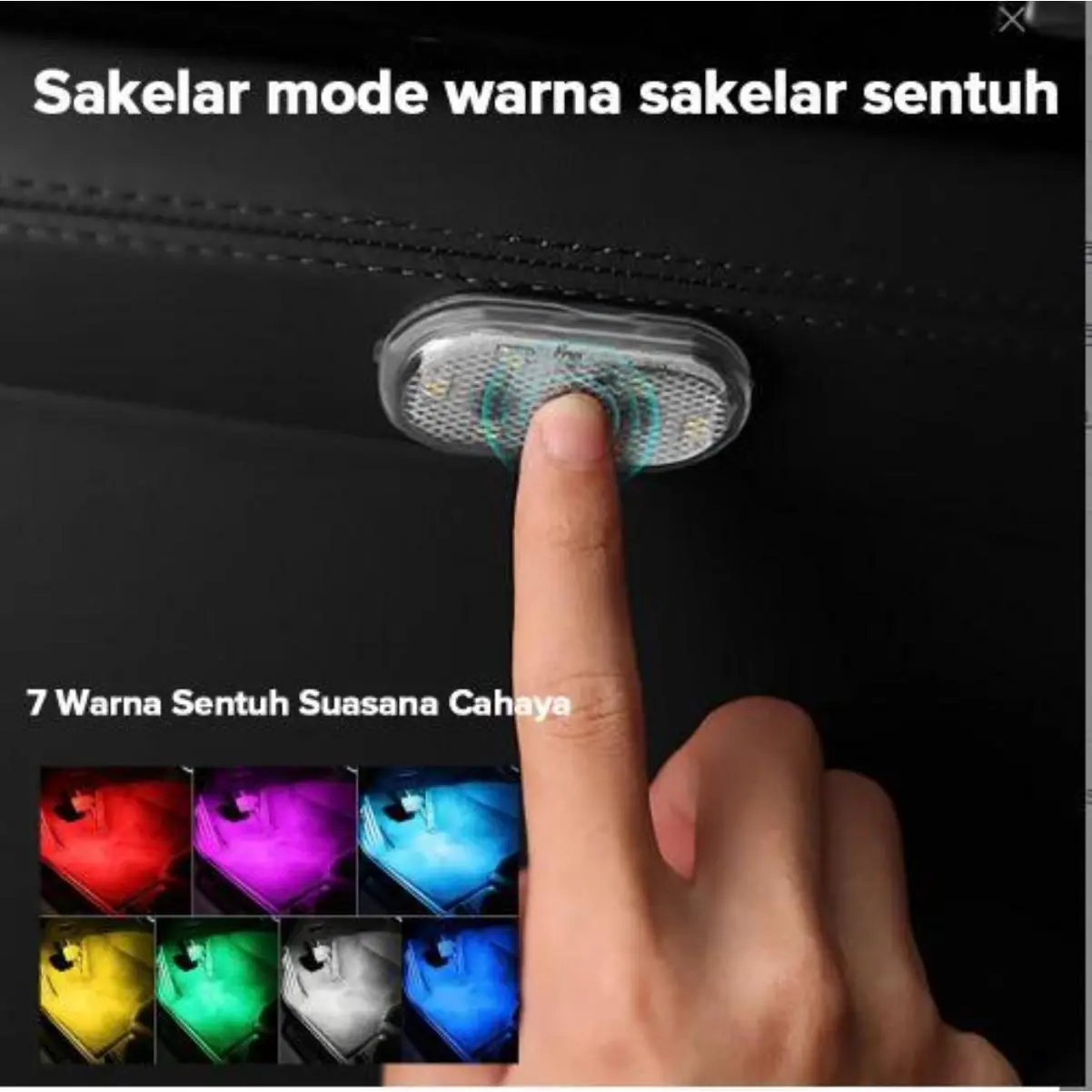 Lampu 6LED Dalam Mobil Touch Light Lampu Sentuh USB Lampu Hias Mobil Lampu Baca Lampu Sensor Gerak Otomatis 5V Car