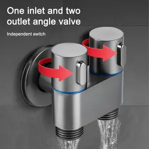 JOJOMU Keran Air Anti Jatuh 304 Stainless Steel 2 Cabang Cocok untuk Semua Jenis Mesin Cuci & Shower Desain Elegan Tahan Karat dengan Kontrol Ganda dan Selang Spiral 2 Meter