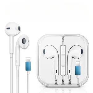 Headset Kabel Lightning Stereo HiFi Bass Earphone Gaming Mic untuk iPhone iOS Original Style