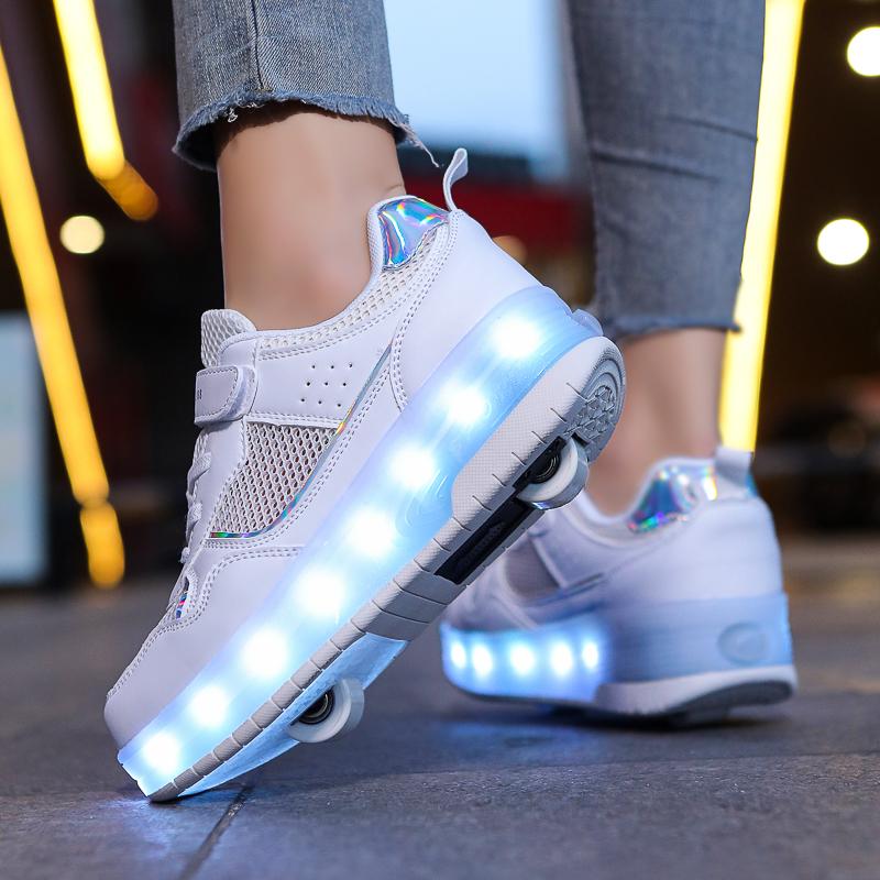 Giày Giày Thể Thao Hai Bánh Chiếu Sáng LED, , Dành Cho Giày Trượt Patin Trẻ Em, Giày Chiếu Sáng Đầy Màu Sắc Cho Trẻ Em, Giày Thể Thao Cho Bé Gái Và Bé Trai Có Bánh Xe 8