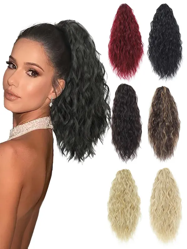 18 Inch Long Wavy Ponytail Extension, Natural Fluffy Claw Clip Synthetic Ponytail Extension, Synthetic Hairpiece Wigs for Women, Clip Hair Extensions, Ponytailwig 0