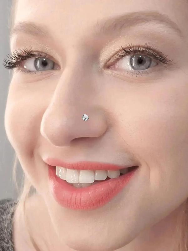 Elegant Rhinestone Decorated Nose Studs, 18pcs Stainless Steel Nose Rings, Nose Piercing Jewelry for Women and Men, Body Jewelry for Summer Party 5