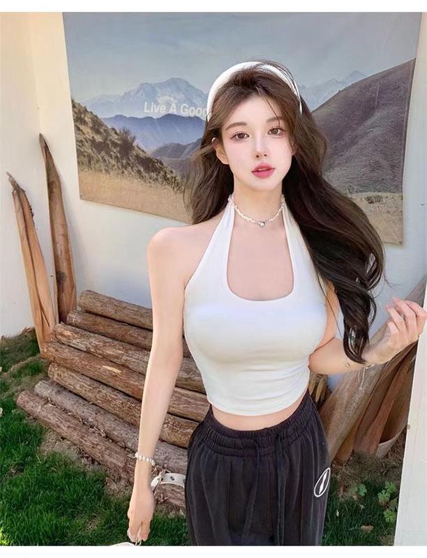 Product Introduction of Áo Vest Cổ Yếm Phong Cách Pháp, Dễ Thương Và Gợi Cảm, Áo Phông Rò Rỉ Lưng, Áo Crop-Top, Áo Ngắn, Dành Cho Nữ, Có Thể Mặc Bên Trong Women Denim 10