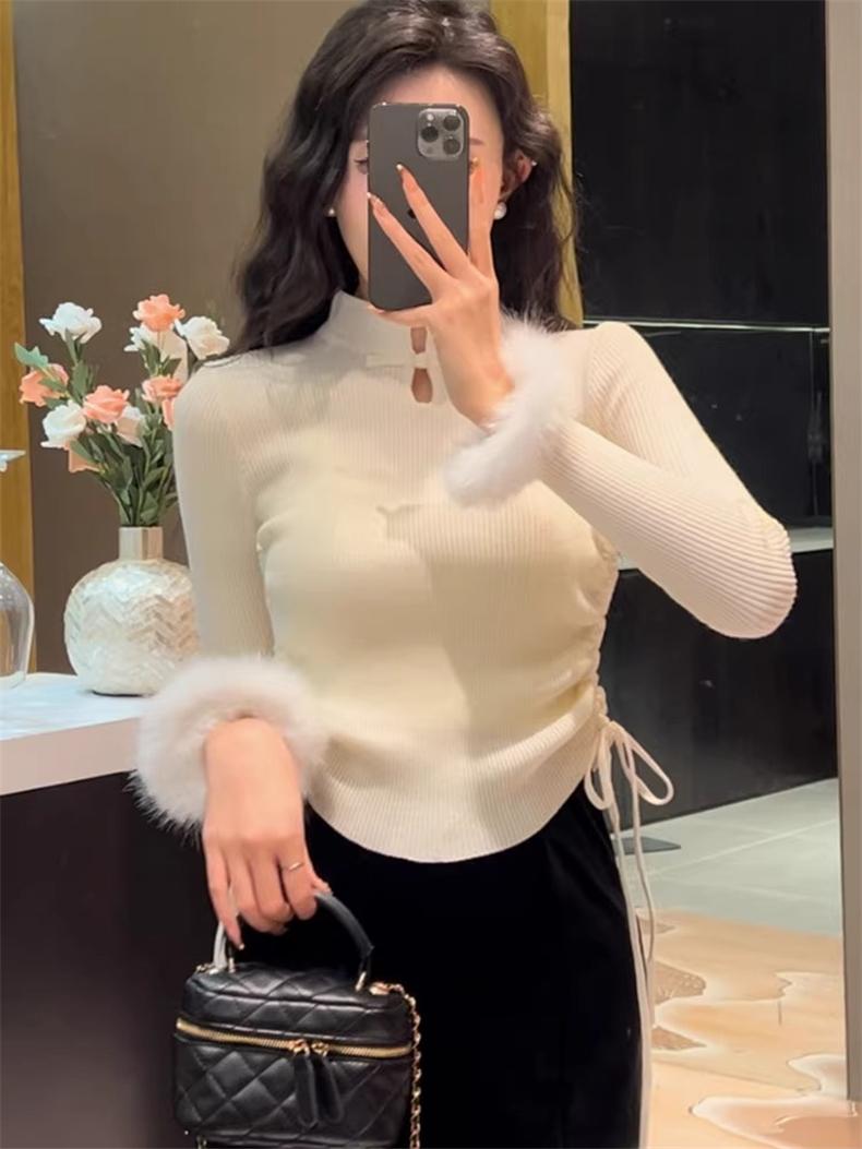 Product Introduction of Áo Len Nữ Phong Cách Trung Quốc Sang Trọng Và Đẹp Mắt, Bộ Sưu Tập Thu Đông, Áo Ngắn, Hàng Mới Về Năm 2024, Lớp Nền Bên Trong Women Top 2