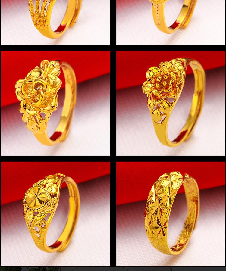 Product Introduction of Fashion Ladies 24K Simulated Gold Jewelry Ladies Rose Ring Elegant Ladies Lucky 4