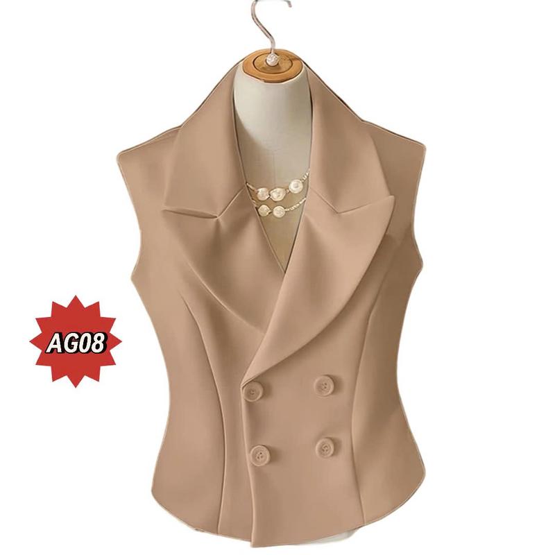 AG05-Áo Gile Nữ Thiết Kế Vest cổ chữ V Sang Trọng Thời Thượng Che Khuyết Điểm 4