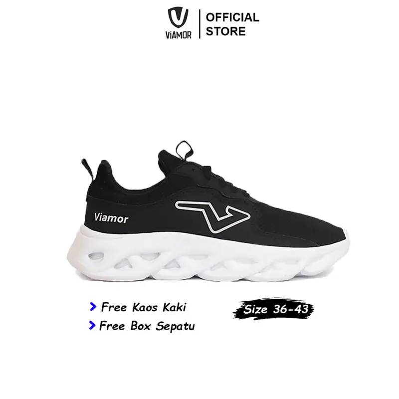 Sepatu Viamor Running Hero Series Hitam Putih / Sepatu Sneakers Casual Sport Pria Wanita Size 36-43 Kerja Shoes 0