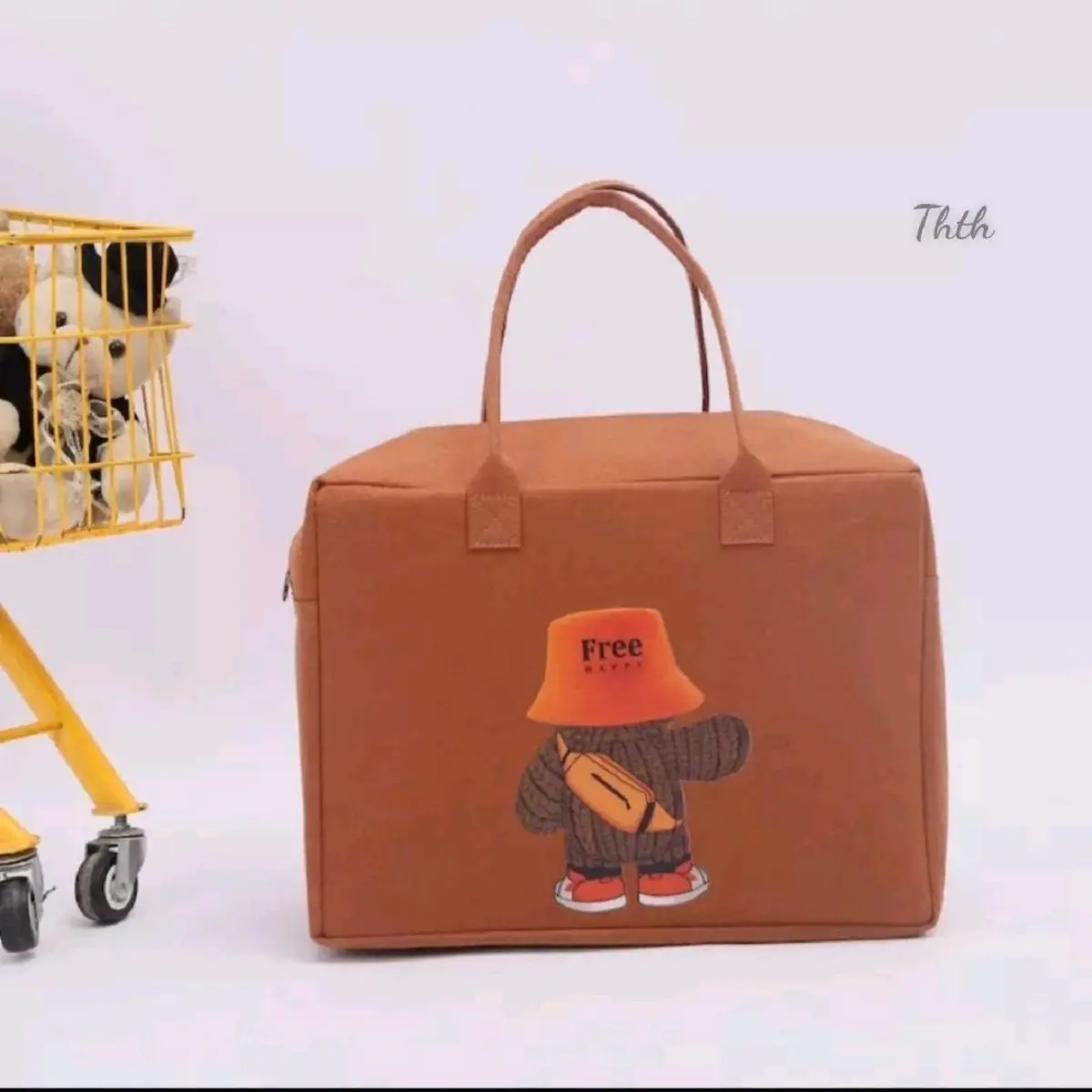 Túi du lịch vải nỉ hình dễ thương Đeo Vai Bag Balo Backpack Vietnam Có thể treo khô sạch xám đậm