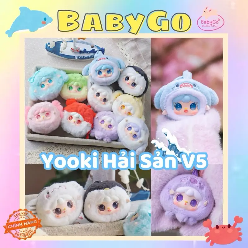 [Hàng Sẵn] Búp Bê Nhồi Bông Yooki V6 | Mini Yooki Hải Sản| Móc Khoá | Hàng Chính hãng
