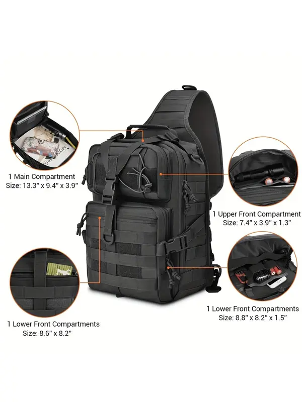 Men's Outdoor Casual Oxford Cloth Chest Bag, Adjustable Strap Bum Bag, Versatile Trendy Bag for Hiking Camping 5