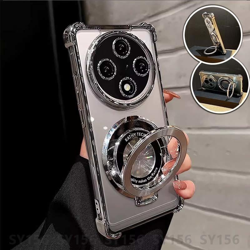 Ốp Cho Xiaomi Redmi 14C, Có Giá Chân Đế Giá Đỡ Từ Tính, Bảo Vệ Ống Kính Máy Ảnh, Mềm Và Trong Suốt, Thẩm Mỹ Sang Trọng, Chống Sốc, Đệm Khí Dày, Chống Sốc