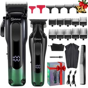 プロフェッショナルLCDディスプレイ付きヘアクリッパーセット、男性用電動ひげトリマー、コードレス理髪クリッパー、USB充電式ヘアトリマーセット