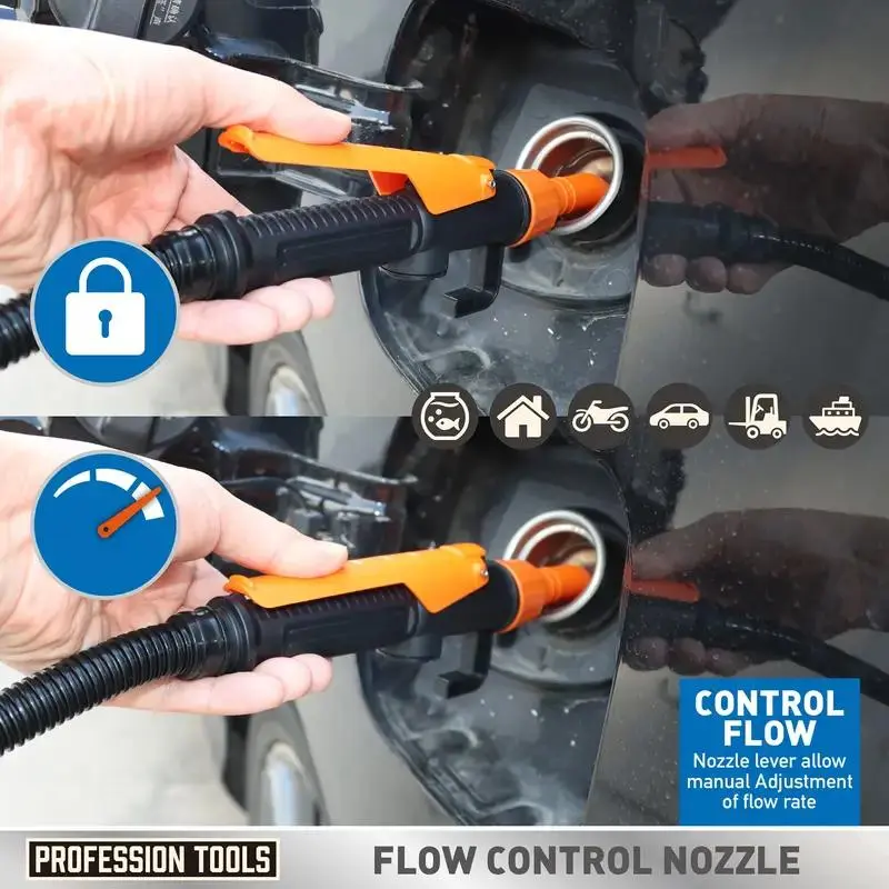Portable Car Fuel Extractor, Car Fuel Pump, Liquid Transfer Pump with Flow Control Nozzle, Suitable for Gasoline, Diesel, Coal Oil, Non-petroleum Oil 4