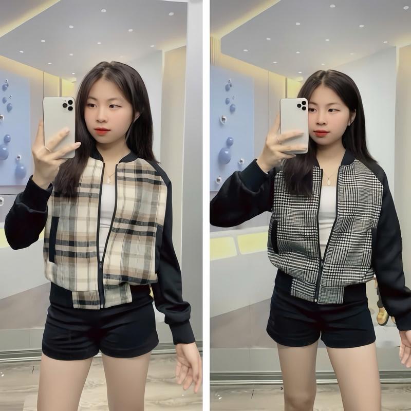 Áo Khoác Bomber Nữ Phối Tay Phi Xà Cừ, Áo Khoác 2 Lớp Form Croptop Thời Trang Phong Cách Cá Tính Mạnh Mẽ