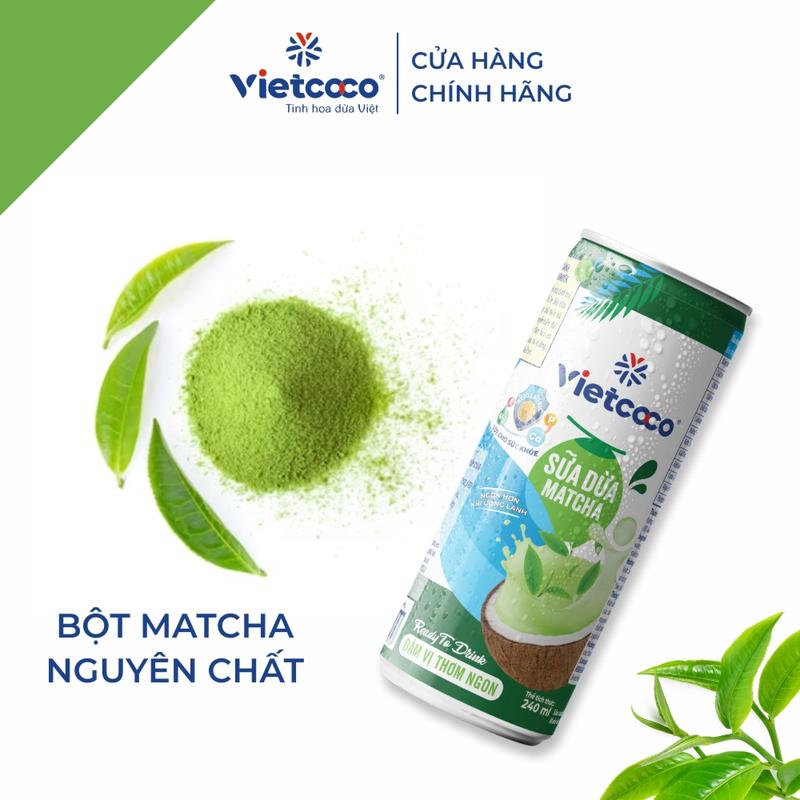 Sữa dừa matcha VIetcoco 240ml - sữa thực vật thuần chay