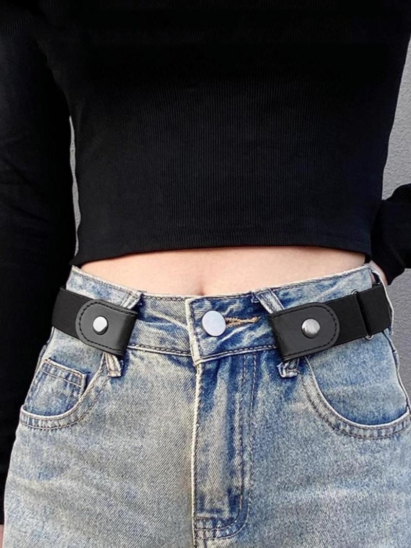 Product Introduction of 1 Pair No Buckle Elastic Belt for Women Men, High Stretch Belt for Pants Jeans, Casual Buckle Free Adjustable Invisible Belt, Trendy Accessories 1