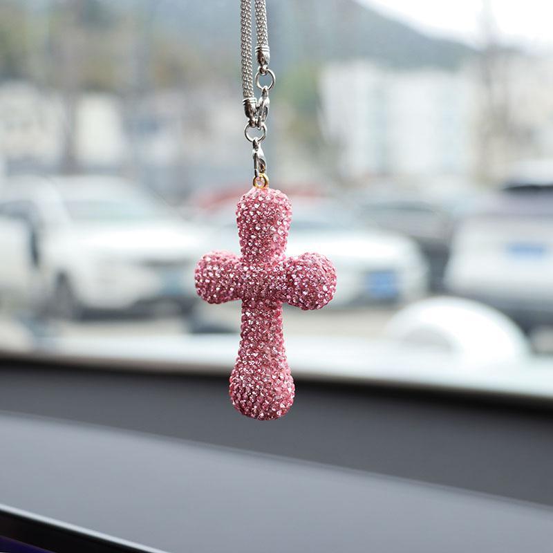Rhinestone Decorated Car Interior Hanging Ornament, Car Rearview Mirror Pendant, Universal Car Interior Decoration Accessories 4