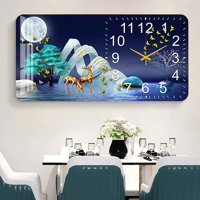 Đồng hồ tráng gương 5D cao cấp giá xưởng, tặng kèm pin và đinh treo đa năng không cần khoan 0