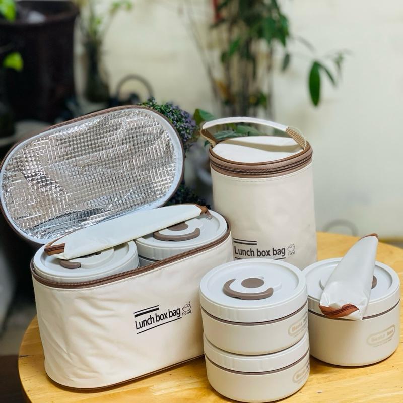 TẶNG TÚI + ĐŨA THÌA Hộp đựnġ cơm giữ nhiệt 2 3 4 tầng dùng được lò vi sóng ,Hộp cơm trưa văn phòng cách nhiệt bằng thép mạ inox kèm túi Siêu Bền- Gia Dụng Bình Minh