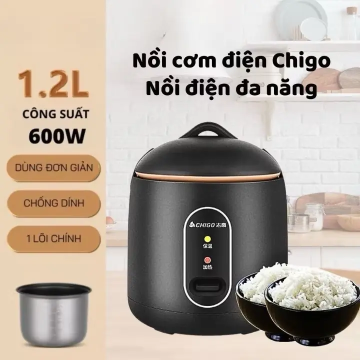 ￼Nồi Cơm Điện Chính Hãng Chigo, Nồi Lấu Đa Năng, Nấu Cơm, Hầm Cháo, Hấp Xào Luộc Siêu Tiện Lợi