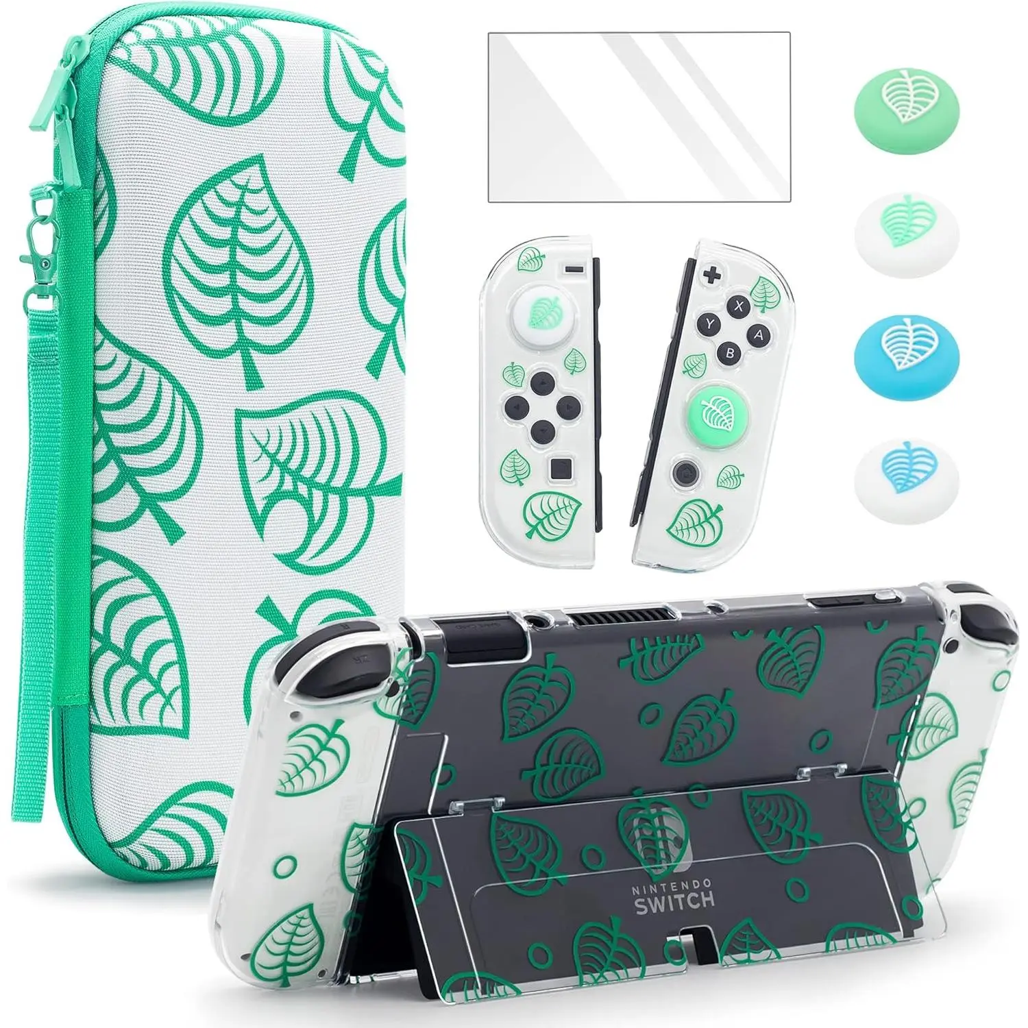 Switch Carry Case for Switch OLED, Travel Carrying Switch Case Bundle Bag Portable Protective Accessories Kit (Animal Crossing)